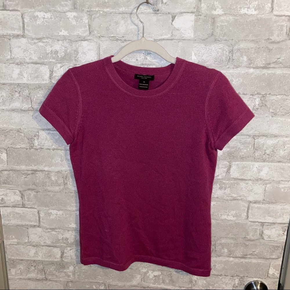 Henri Bendel 100%Cashmere short sleeve Swt sz M